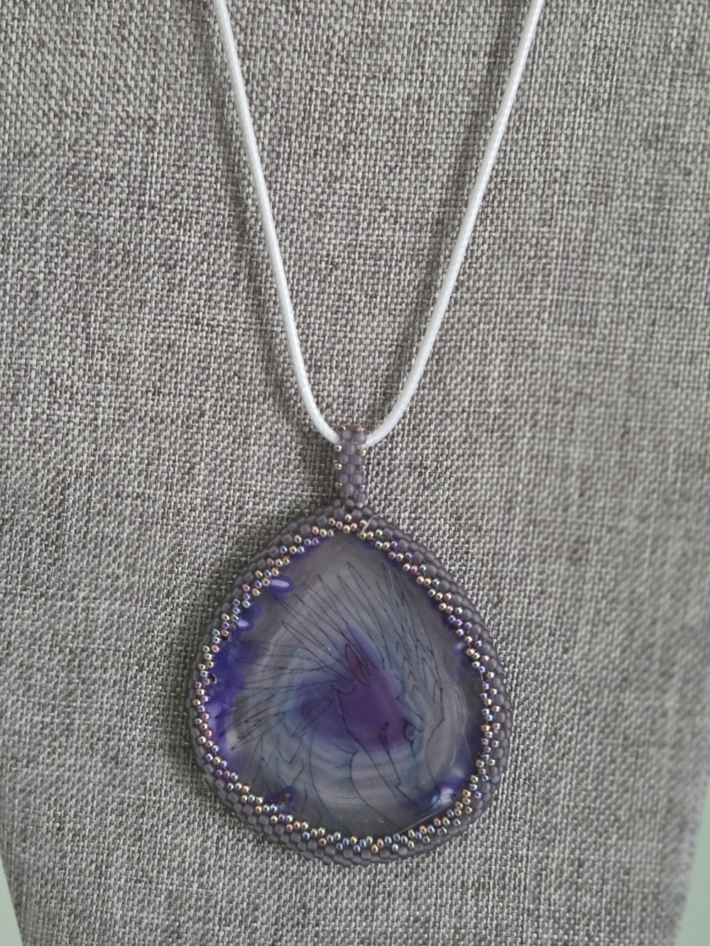 Handcrafted Purple Agate Pendant Necklace - Women Jewelry